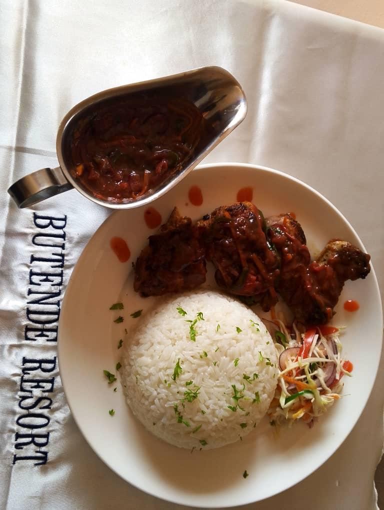 Grilled meat with rice
